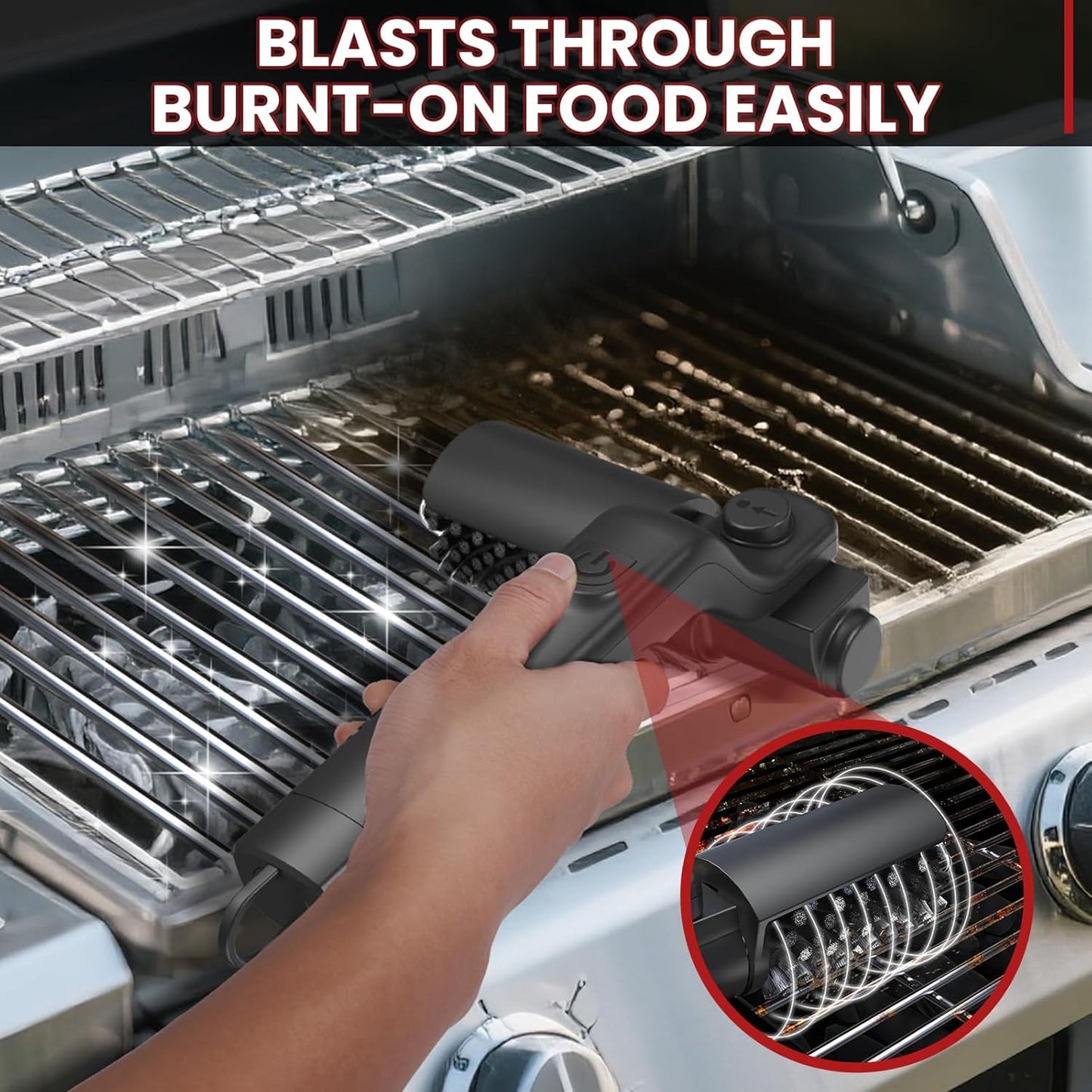 GrillHawk™ Electric Brush - Cordless Electric BBQ Grill Cleaner – Double Head, USB Rechargeable, Powerful Motor!