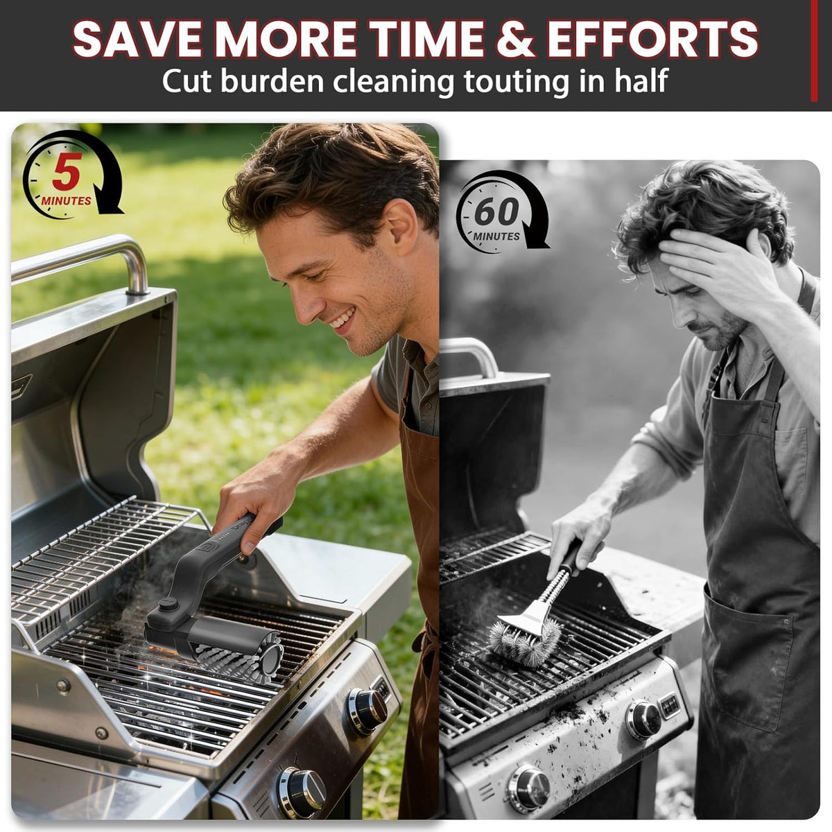 GrillHawk™ Electric Brush - Cordless Electric BBQ Grill Cleaner – Double Head, USB Rechargeable, Powerful Motor!